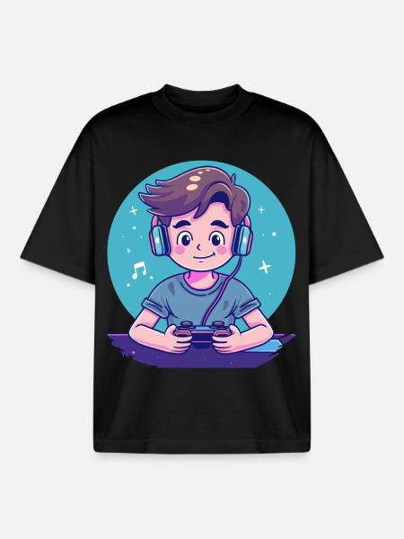 Gaming Boy - Boxy Heavyweight Unisex Organic T-Shirt by Stanley/Stella - black