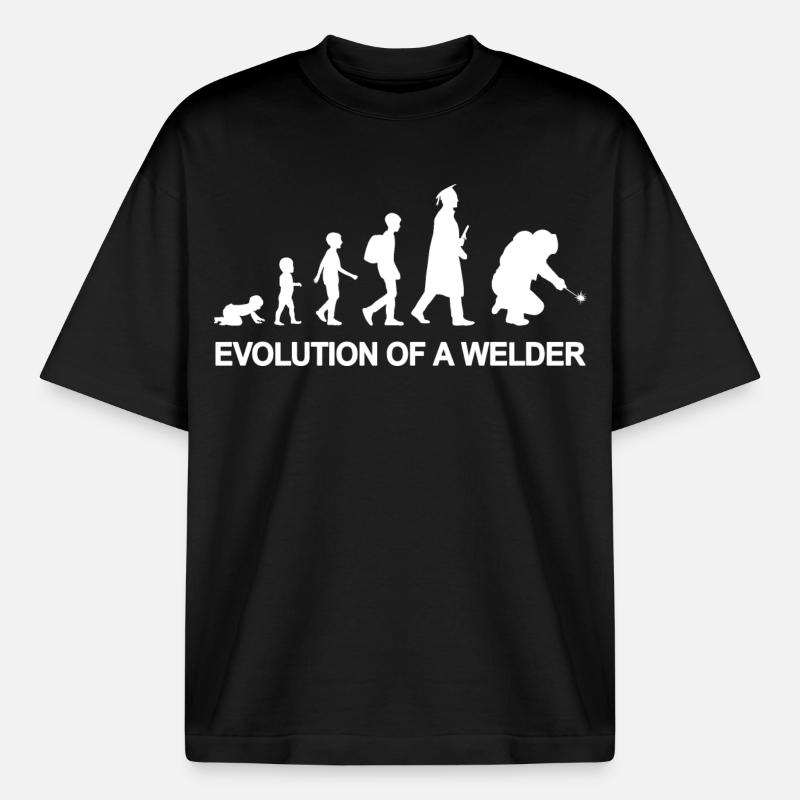 Evolution of a welder - Boxy Heavyweight Unisex Organic T-Shirt by Stanley/Stella - black