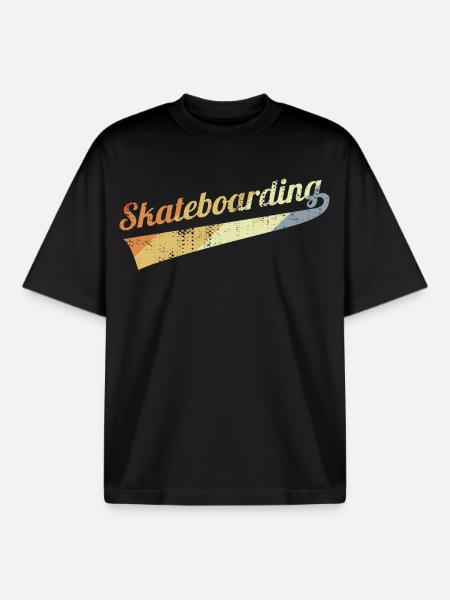 Retro Skateboarding - Boxy Heavyweight Unisex Organic T-Shirt von Stanley/Stella - Schwarz