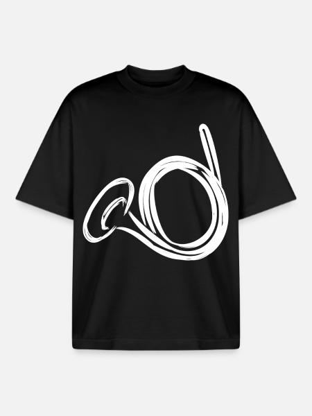 French Horn Drawing - Boxy Heavyweight Unisex Organic T-Shirt by Stanley/Stella - black