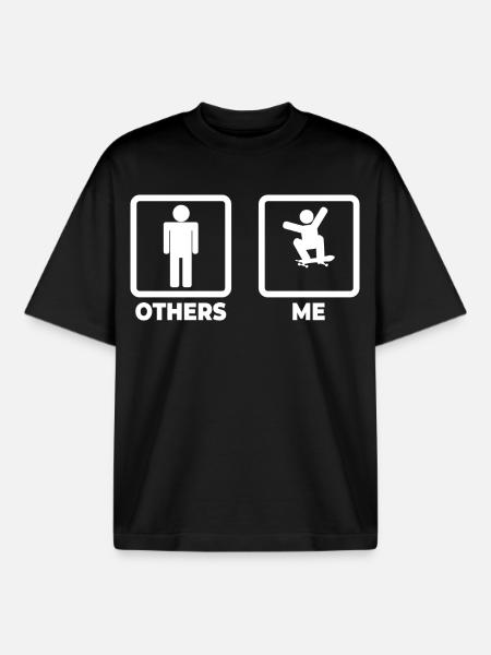 Skateboarding Stick Figure - Boxy Heavyweight Unisex Organic T-Shirt by Stanley/Stella - black
