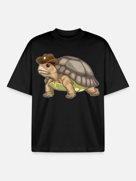Turtle Sheriff Sheriff's Hat - Boxy Heavyweight Unisex Organic T-Shirt by Stanley/Stella - black