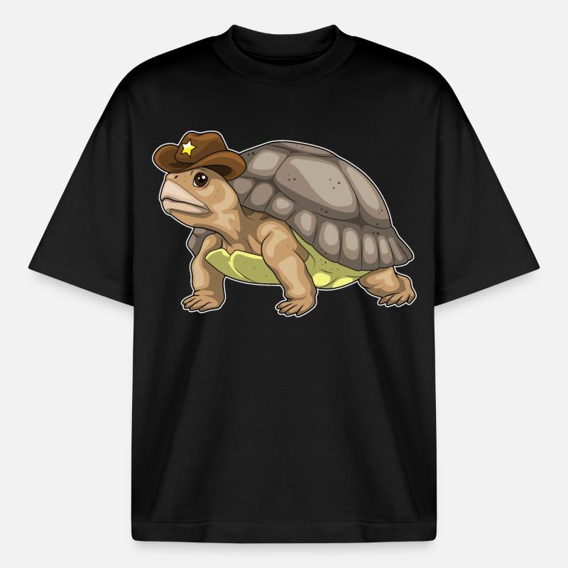 Turtle Sheriff Sheriff's Hat - Boxy Heavyweight Unisex Organic T-Shirt by Stanley/Stella - black