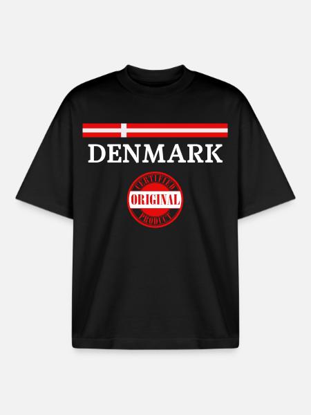 Flag of Denmark, Danish pride - Boxy Heavyweight Unisex Organic T-Shirt by Stanley/Stella - black