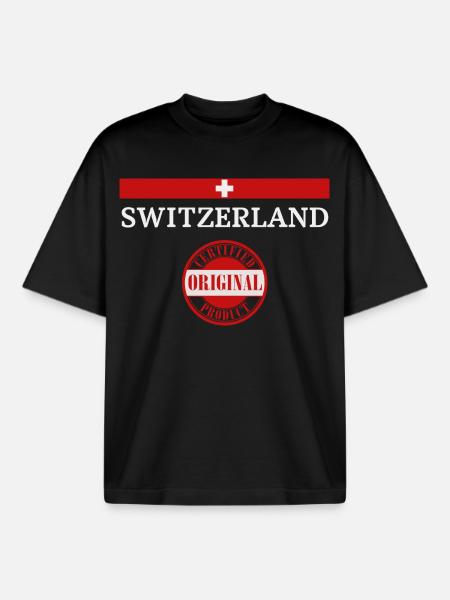 Schweizer Flagge - Boxy Heavyweight Unisex Organic T-Shirt von Stanley/Stella - Schwarz