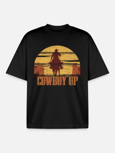 Cowboy Up - Boxy Heavyweight Unisex Organic T-Shirt von Stanley/Stella - Schwarz