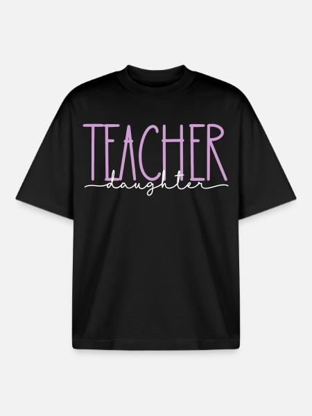 Enseignant Fille Fière Mignon Cadeau - T-shirt unisexe boxy épais biologique Stanley/Stella - noir