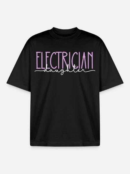 Elektriker stolze Tochter süßes Geschenk - Boxy Heavyweight Unisex Organic T-Shirt von Stanley/Stella - Schwarz