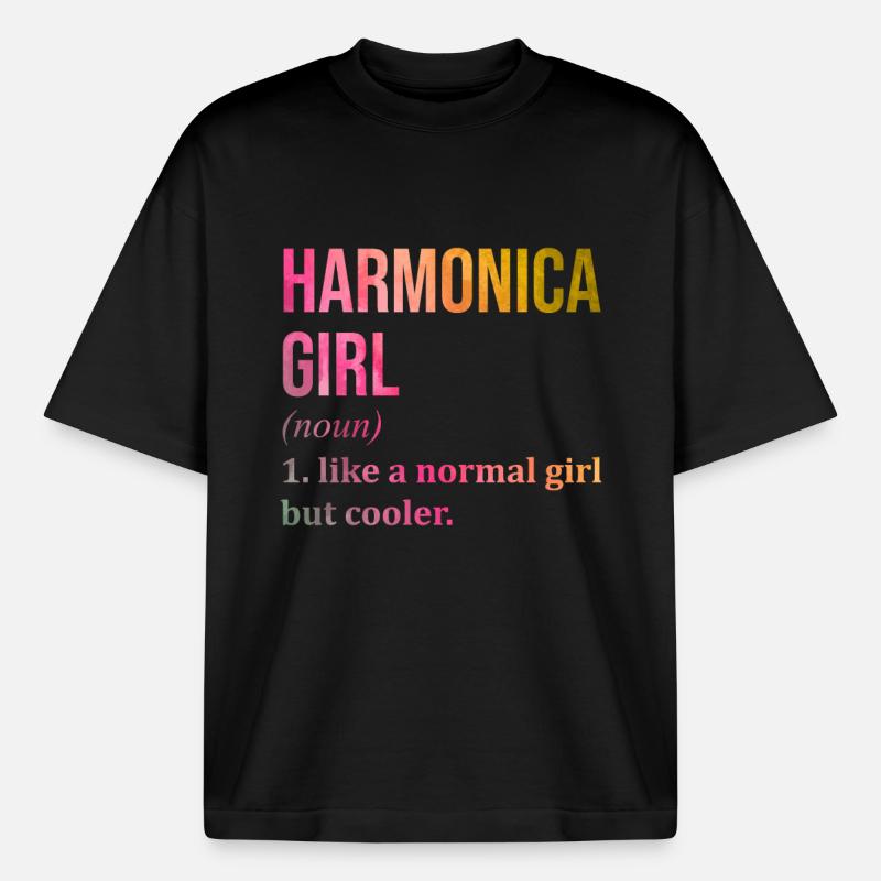 Harmonica - Boxy Heavyweight Unisex Organic T-Shirt by Stanley/Stella - black