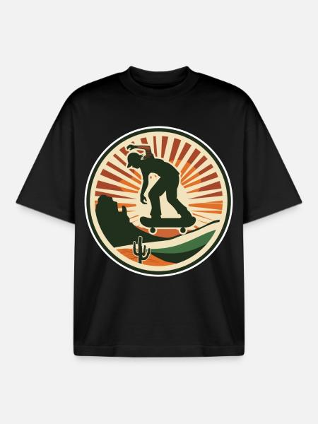 Skateboarding Portrait - Boxy Heavyweight Unisex Organic T-Shirt by Stanley/Stella - black