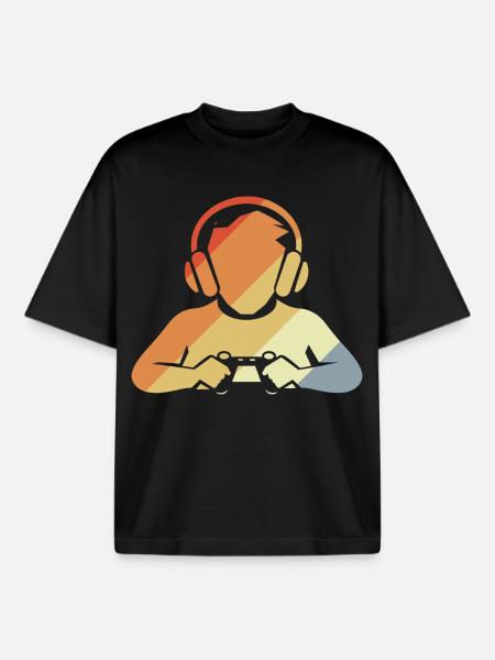 Gamer Retro Look - Boxy Heavyweight Unisex Organic T-Shirt by Stanley/Stella - black