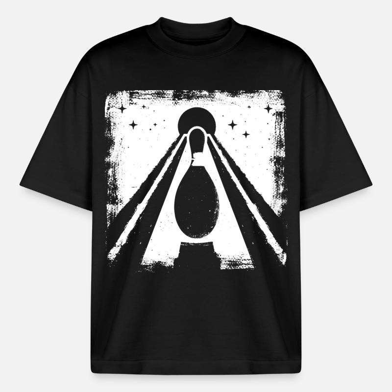 Graphique de quilles de bowling - T-shirt unisexe boxy épais biologique Stanley/Stella - noir