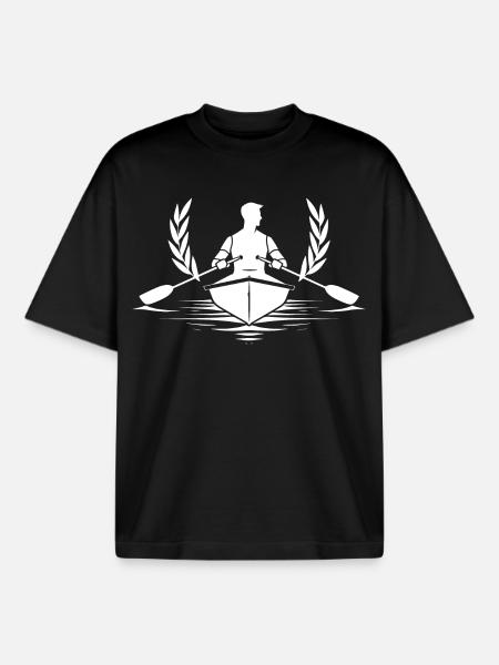 Rower Sketch - Boxy Heavyweight Unisex Organic T-Shirt by Stanley/Stella - black