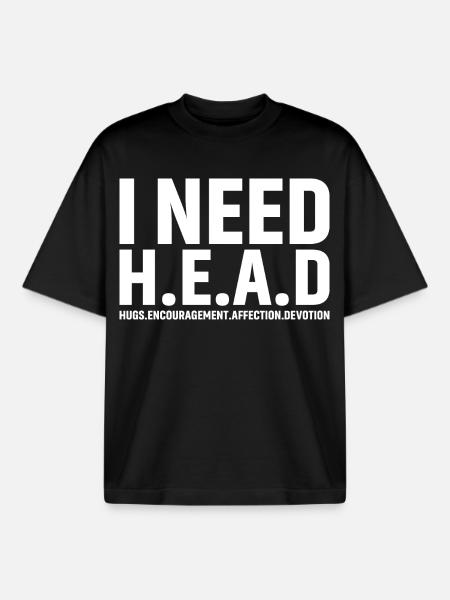 I need head funny - Boxy Heavyweight Unisex Organic T-Shirt by Stanley/Stella - black