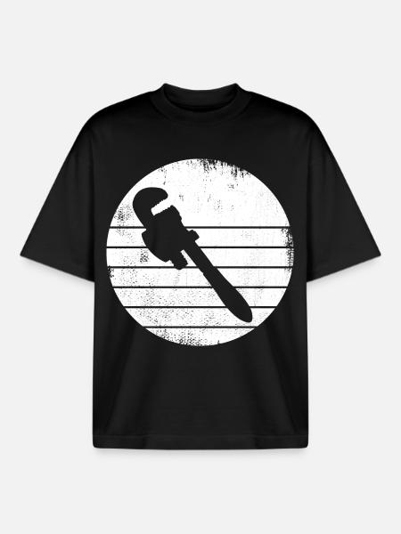 Pipe Wrench Drawing - Boxy Heavyweight Unisex Organic T-Shirt by Stanley/Stella - black