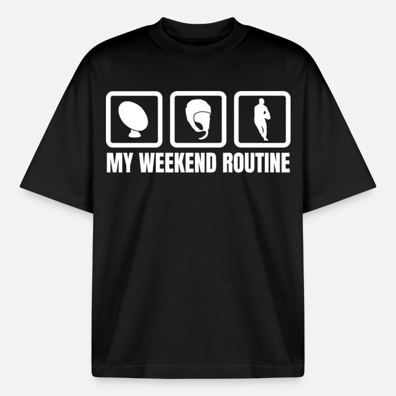 My Weekend Routine - Heavyweight Boxy Unisex T-Shirt by Stanley/Stella - black
