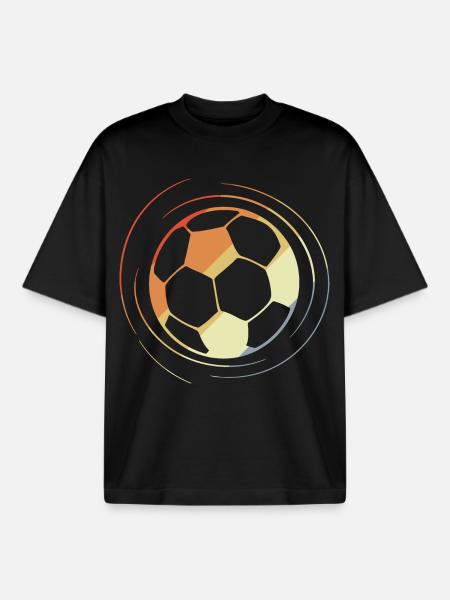 Football Drawing Retro Style - Boxy Heavyweight Unisex Organic T-Shirt by Stanley/Stella - black