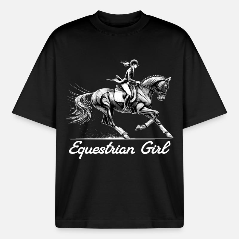 Reiterin Pferd Mädchen Pferdemädchen Geschenk - Boxy Heavyweight Unisex Organic T-Shirt von Stanley/Stella - Schwarz