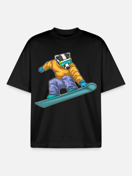 Badger Snowboarder Snowboard - Boxy Heavyweight Unisex Organic T-Shirt by Stanley/Stella - black