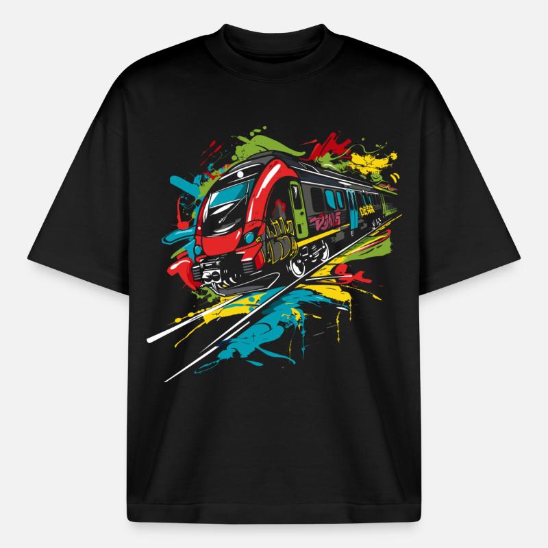 Graffiti Eisenbahn - Boxy Heavyweight Unisex Organic T-Shirt von Stanley/Stella - Schwarz