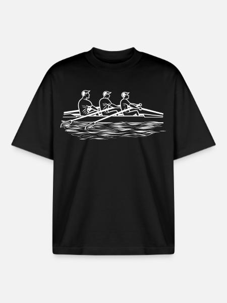 Rowing Team Line Art - Boxy Heavyweight Unisex Organic T-Shirt by Stanley/Stella - black