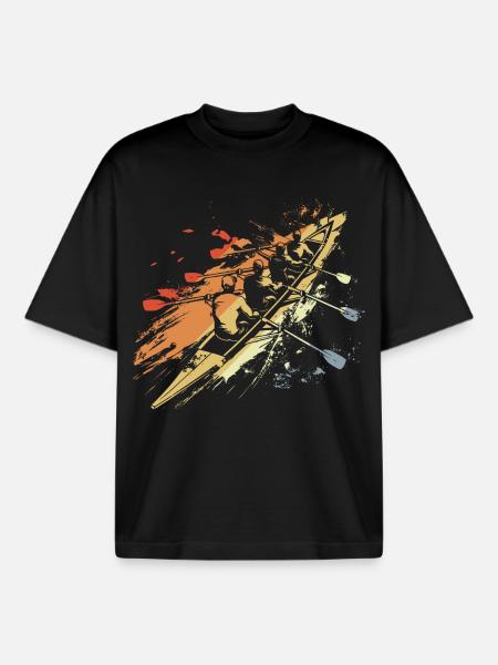 Retro Rowing Team Graphic - Boxy Heavyweight Unisex Organic T-Shirt by Stanley/Stella - black