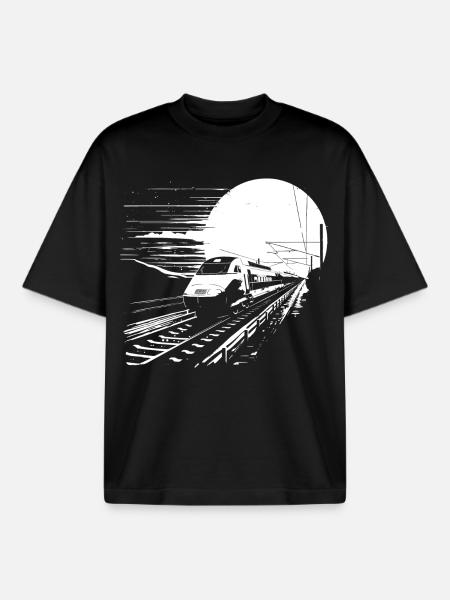Graphique ferroviaire - T-shirt unisexe boxy épais biologique Stanley/Stella - noir