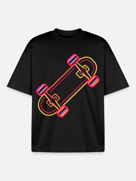 Skateboard Cartoon Look - Boxy Heavyweight Unisex Organic T-Shirt by Stanley/Stella - black