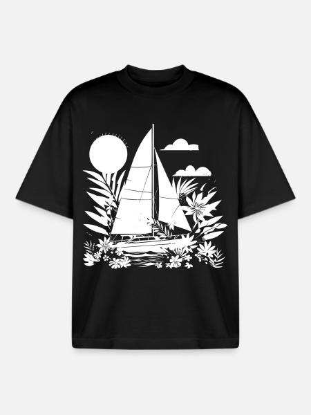 Sailing Comic Look - Boxy Heavyweight Unisex Organic T-Shirt by Stanley/Stella - black