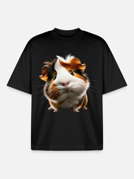 Adorable design de cochon d’Inde - T-shirt unisexe boxy épais biologique Stanley/Stella - noir