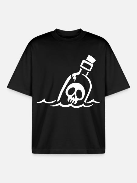 White Skull in a Bottle - Boxy Heavyweight Unisex Organic T-Shirt by Stanley/Stella - black