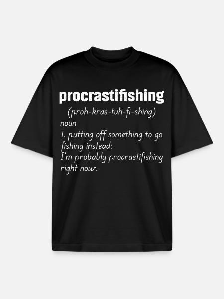 Procrastifishing defination - Boxy Heavyweight Unisex Organic T-Shirt by Stanley/Stella - black