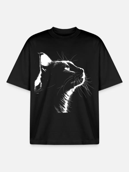 Silhouette Chat - T-shirt unisexe boxy épais biologique Stanley/Stella - noir