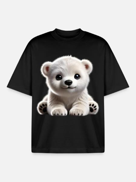 Mignon design d’ourson polaire - T-shirt unisexe boxy épais biologique Stanley/Stella - noir
