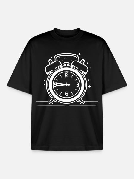 Alarm Clock Sketch - Boxy Heavyweight Unisex Organic T-Shirt by Stanley/Stella - black