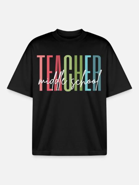 Cadeau d’enseignant de collège - T-shirt unisexe boxy épais biologique Stanley/Stella - noir