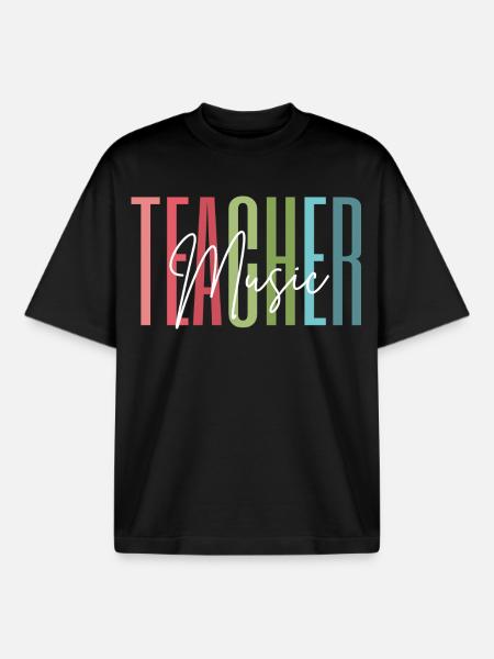 Music Teacher Music Teacher Gift - Boxy Heavyweight Unisex Organic T-Shirt by Stanley/Stella - black