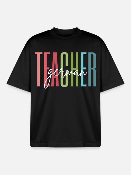 Deutsch Lehrerin Schule Geschenk - Boxy Heavyweight Unisex Organic T-Shirt von Stanley/Stella - Schwarz