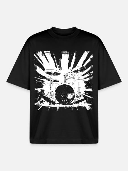 Drums Graphics - Boxy Heavyweight Unisex Organic T-Shirt by Stanley/Stella - black