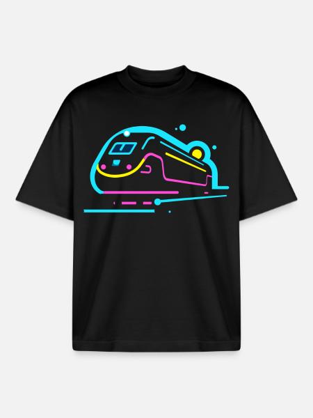Train Comic Look - Boxy Heavyweight Unisex Organic T-Shirt by Stanley/Stella - black