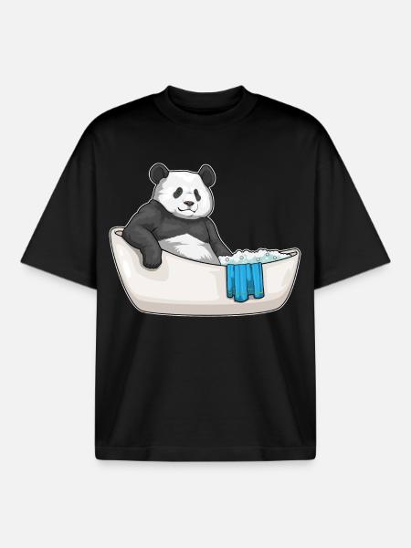 Baignoire Panda - T-shirt unisexe boxy épais biologique Stanley/Stella - noir