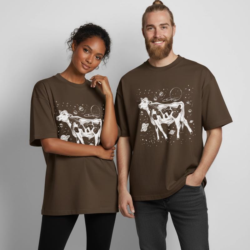 Vache dans l’espace - Vache de l’espace T-shirt unisexe boxy épais biologique Stanley/Stella