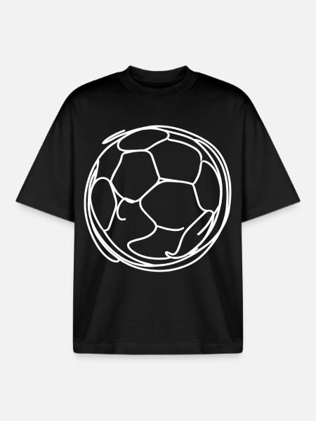 Soccer Drawing - Boxy Heavyweight Unisex Organic T-Shirt by Stanley/Stella - black