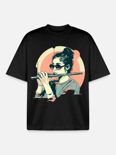 Graphic Flutists - Boxy Heavyweight Unisex Organic T-Shirt by Stanley/Stella - black
