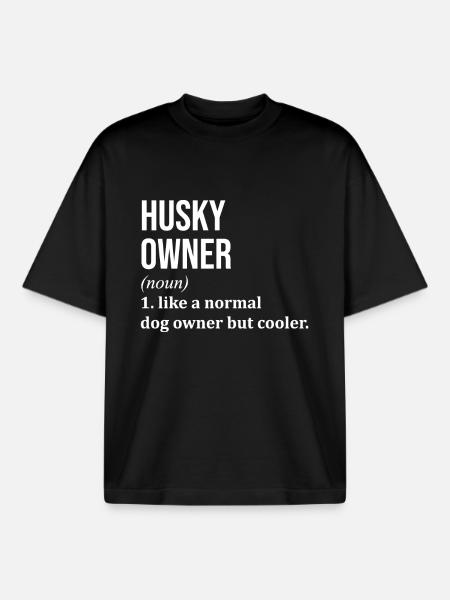 Husky Husky Husky - Boxy Heavyweight Unisex Organic T-Shirt by Stanley/Stella - black