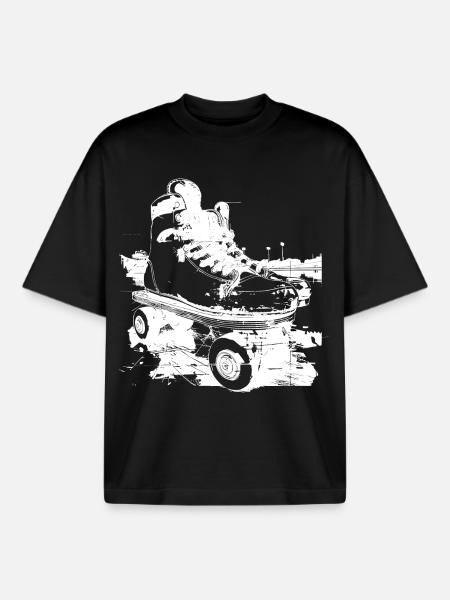 Roller Skates Graphic - Boxy Heavyweight Unisex Organic T-Shirt by Stanley/Stella - black