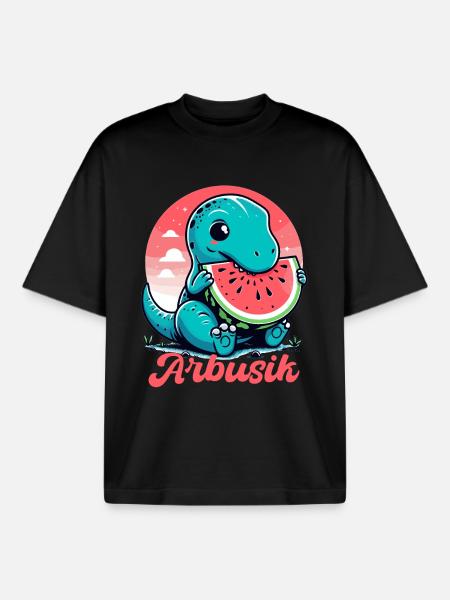 Mignon T-Rex Pastèque Arbusik Cadeau - T-shirt unisexe boxy épais biologique Stanley/Stella - noir