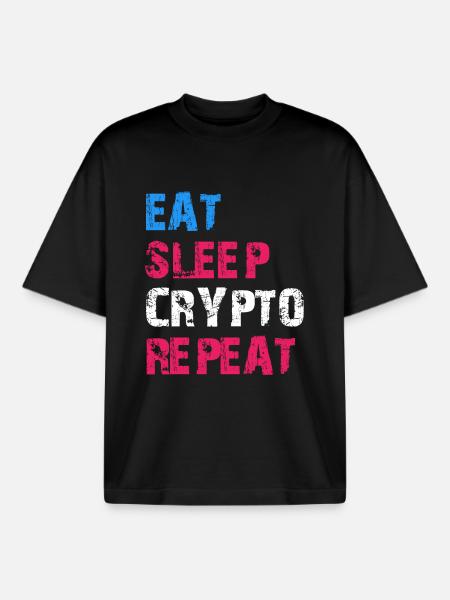 MANGER DORMIR CRYPTO RÉPÉTER - T-shirt unisexe boxy épais biologique Stanley/Stella - noir