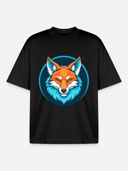 prærieulv, sød, kawaii, tegneserie, clipart, dyr, kæledyr, logo - Stanley/Stella unisex boxy heavyweight T-shirt økologisk - sort