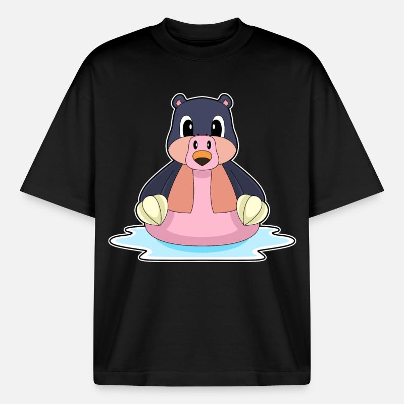 Mole Flamingo - Boxy Heavyweight Unisex Organic T-Shirt by Stanley/Stella - black